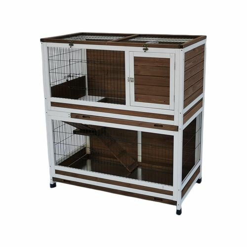 118 Cm Xl Double Storey Rabbit Hutch Guinea Pig Cat Cage , Ferret Cage Cat W Pull Out Tray Pet Enclosures And Gates