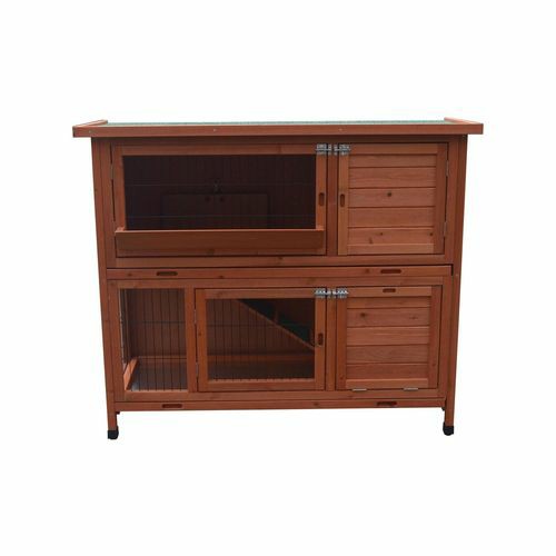 120Cm Xl Double Storey Rabbit Hutch Guinea Pig Cage , Ferret Cage Cat W Pull Out Tray Pet Enclosures And Gates