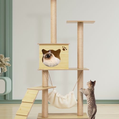 130Cm Cat Tree Scratching Post Wooden Cats