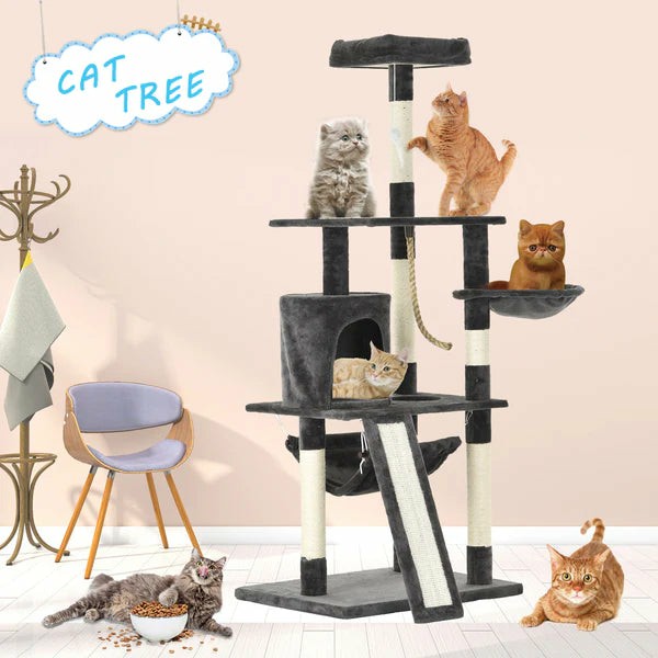 157Cm Cat Scratching Post Tree – Dark Grey Cats