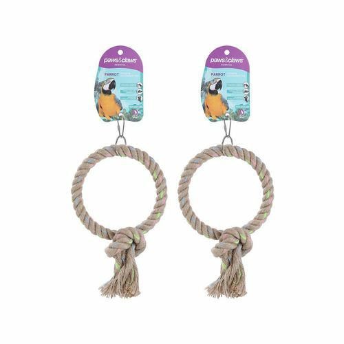 16Cm Jute Ring Parrot Pet/Bird Toy Small – 2X Birds