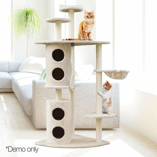 170Cm Xl Multi Level Cat Scratching Post Tree Post House Tower-Beige Cats