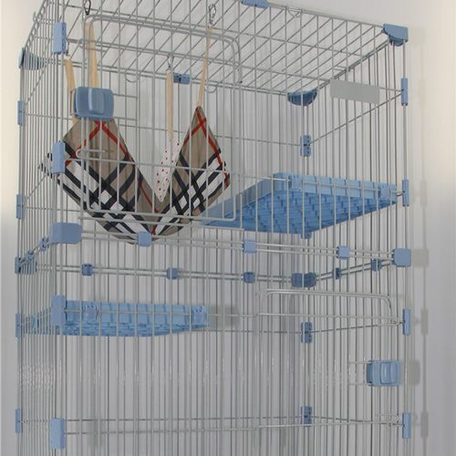 179 Cm Blue Pet 4 Level Cat Cage House With Litter Tray & Wheel 82X57X179 Cm Cats