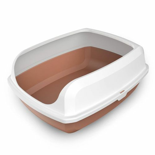 2 X Medium High Side Large Portable Open Cat Toilet Litter Box Tray House With Scoop Brown Cats