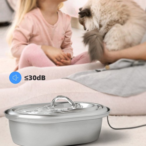 2L Automatic Electric Pet Water Fountain Dog Cat Stainless Steel Feeder Bowl Dispenser Cats