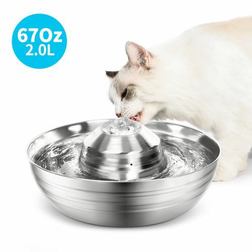 2L Automatic Electric Pet Water Fountain Dog Cat Stainless Steel Feeder Bowl Dispenser Cats