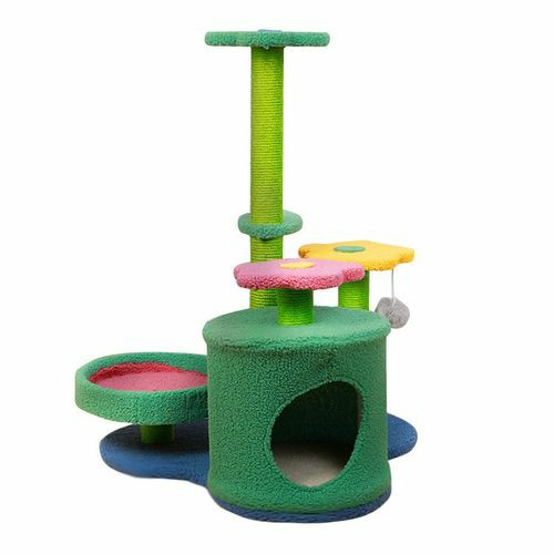 3 Tier Flower Pet Play House Cat Tree Feline Scratcher Scratchpost Scratching Post Tower Cats