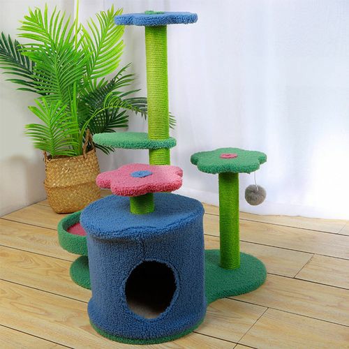 3 Tier Flower Pet Play House Cat Tree Feline Scratcher Scratchpost Scratching Post Tower Cats