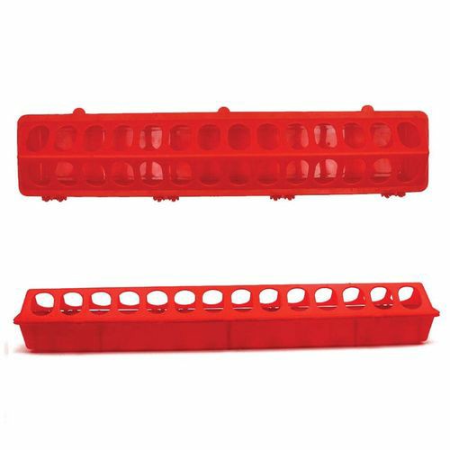 50Cm Long Poultry Feeder Chicken Feeding Trough Red Plastic Flip Top Container Pet Enclosures And Gates