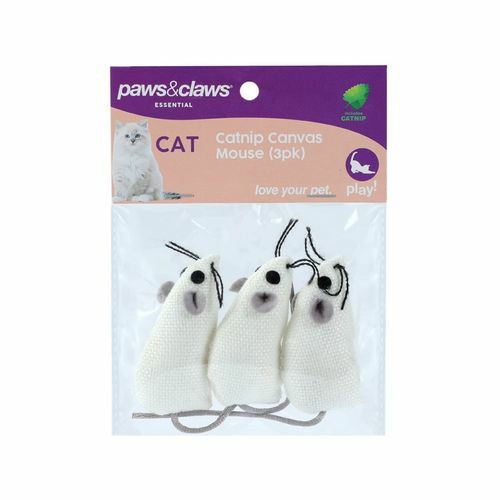 6.5Cm Catnip Canvas Mouse Interactive/Playing Toy Cat/Pet White – 3Pc Cats