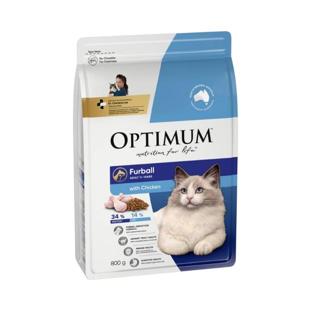 Adult +1 Furball Dry Cat Food With Chicken 800G Cats