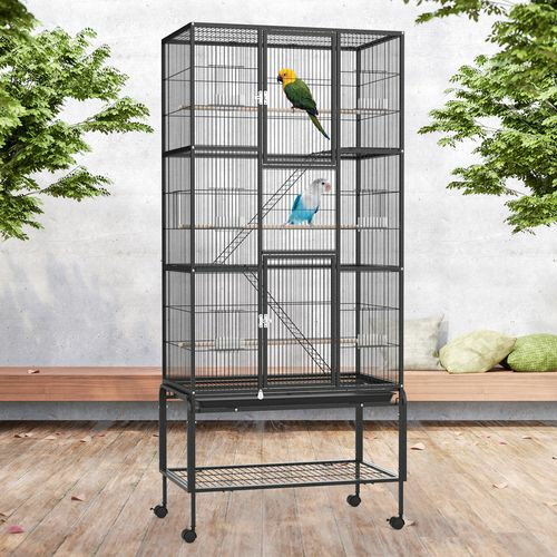 Bird Cage 176Cm Large 3 Perches Aviary Parrot Budgie Wheel W/ Brake Birds