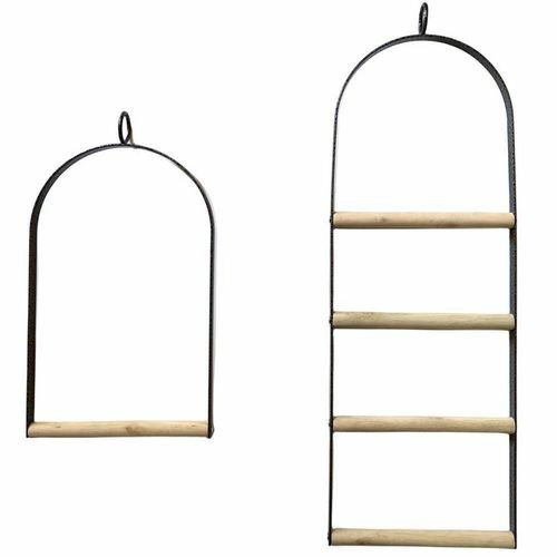 Bird Cage Jumbo Swing Metal Arch Frame Wood Perch Canary Pet Parrot Hanging Toy Birds