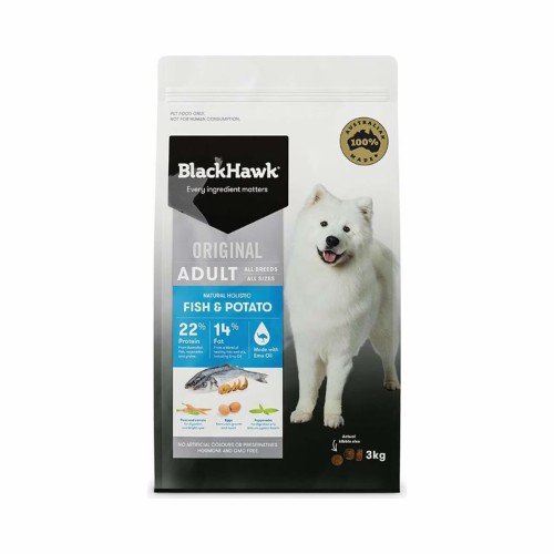 Black Hawk – Fish & Potato Adult Dog Food – 3Kg Dogs