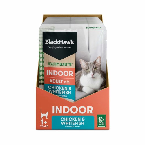 Black Hawk – Healthy Benefits Indoor Adult Pouches Chicken And Whitefish 12 X 85G Cats