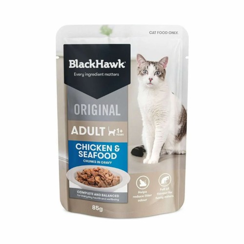 Black Hawk – Original Adult Pouches Chicken And Seafood 12 X 85G Cats