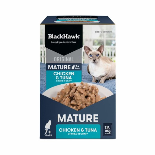 Black Hawk – Original Mature 7+ Pouches Chicken And Tuna 85G X 12 Packs Cats