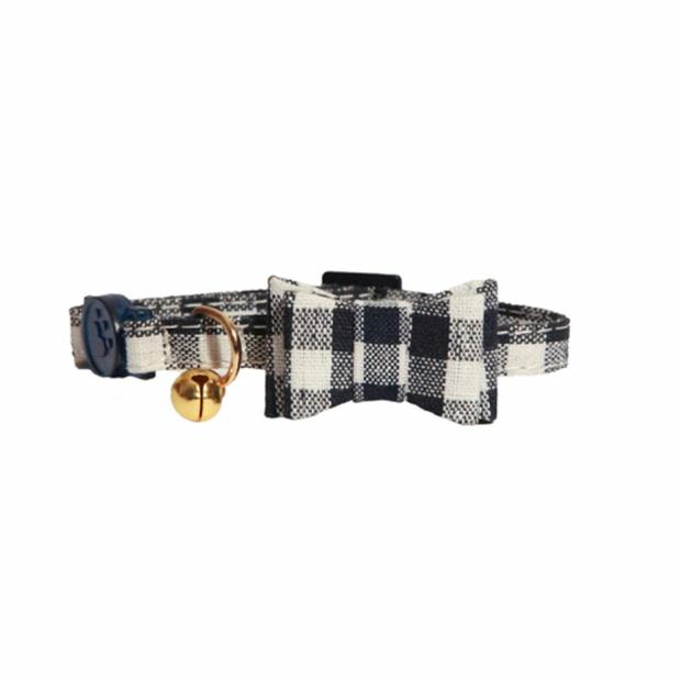 Blue Gingham Bow-Tie Cat Collar Cats