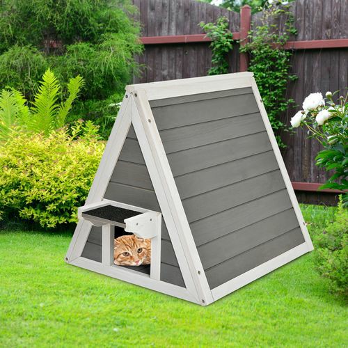 Cat House Indoor Outdoor Pet House W/Asphalt Eave Beds