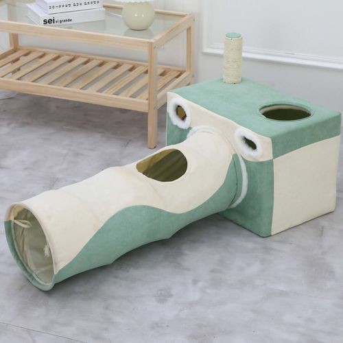 Cat Tunnel With Hideaway Box And Scratching Post – Camera Shape Cats