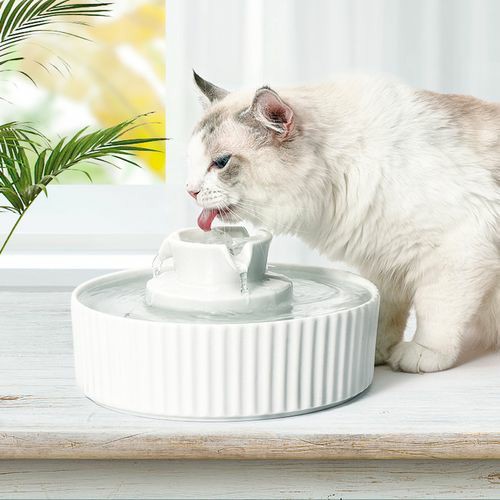 Ceramic Electric Pet Water Fountain Dog Cat Water Feeder Bowl Dispenser Cats