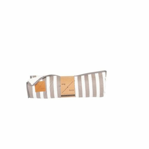 Designer Fleece Blanket Latte Hamptons Stripe Beds