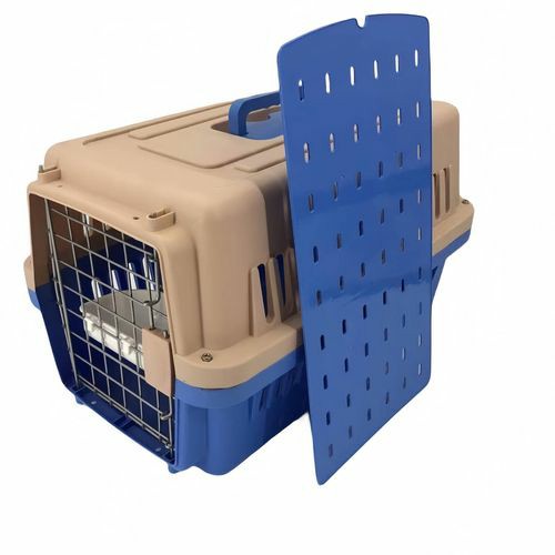 Dog Cat Crate Pet Rabbit Carrier Airline Cage With Bowl & Tray – Blue – Medium Dogs