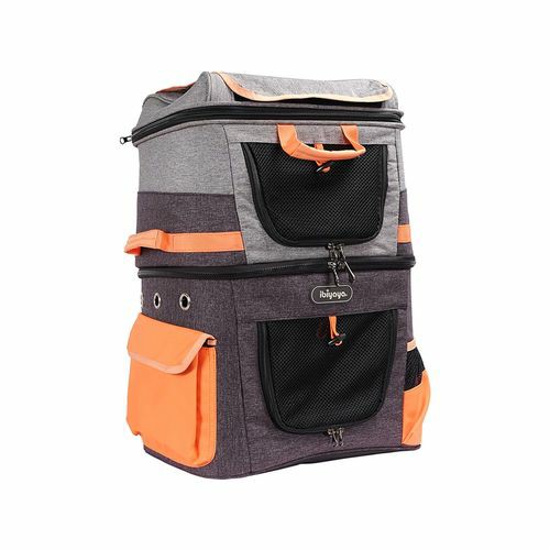 Double-Decker Two-Tier Pet Backpack For Cats & Small Dogs Carriers And Travel Supplies