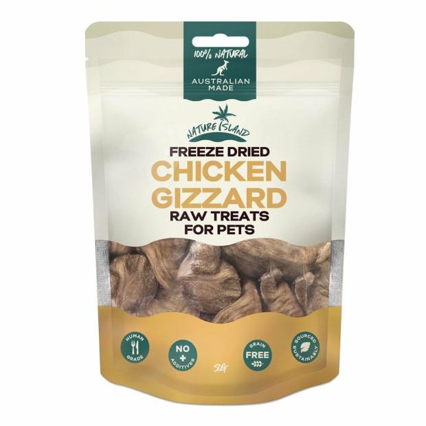 Freeze Dried Chicken Gizzard Raw Treats 50G For Pets Cats