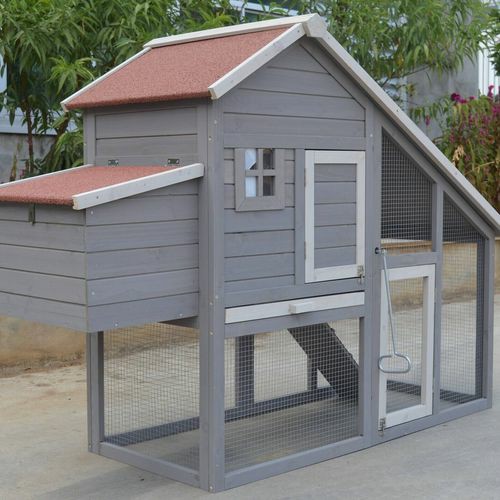 Grey Large Chicken Coop Rabbit Hutch Ferret Guinea Pig Cage Hen Chook Cat Kitten House Pet Enclosures And Gates