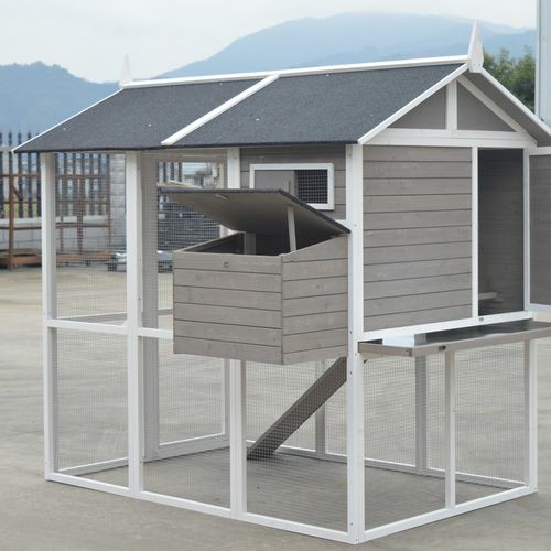 Grey Xl Chicken Coop Rabbit Guinea Pig Hutch Ferret Hen Cat House Pet Enclosures And Gates