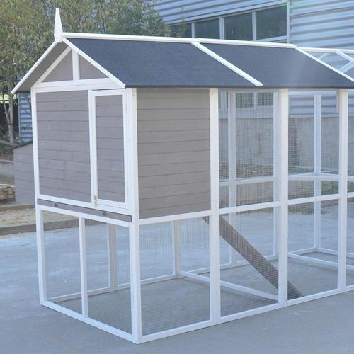 Grey Xxl Chicken Coop Rabbit Guinea Pig Hutch Ferret Hen Cat House Pet Enclosures And Gates