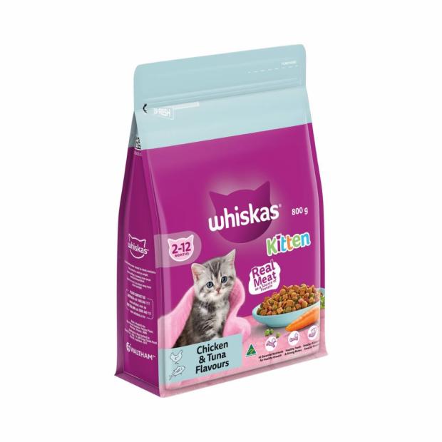 Kitten 2-12 Months Dry Cat Food Chicken & Tuna Flavours 800G Cats