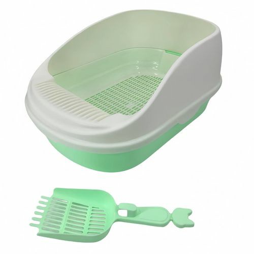 Large Portable Cat Toilet Litter Box Tray With Scoop And Grid Tray Green Cats