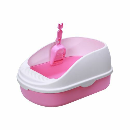 Medium Portable Cat Toilet Litter Box Tray With Scoop Pink Cats