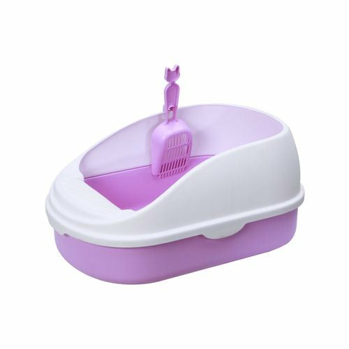 Medium Portable Cat Toilet Litter Box Tray With Scoop Purple Cats