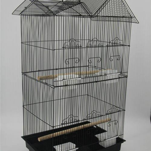 Medium Size Bird Cage Parrot Budgie Aviary With Perch – Black Birds