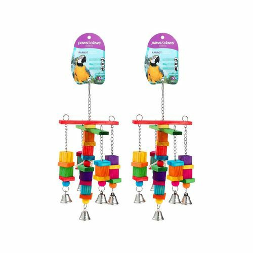 Parrot Large Wood + Rope Toy W/ Bell 35X15Cm – 2Pk Birds