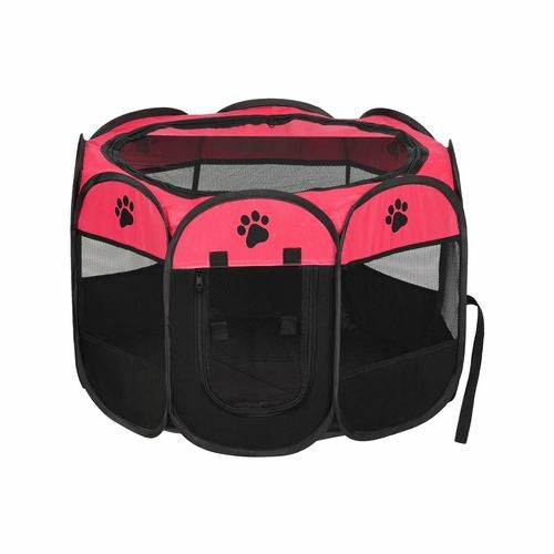 Pet Playpen Dog Cat Tent Enclosure Crate Kennels Portable 8 Panel – Pink Pet Enclosures And Gates