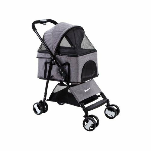 Pet Stroller Pram Dog Large Cat Carrier Travel Strollers 4 Wheel – Foldable Carriers And Travel Supplies