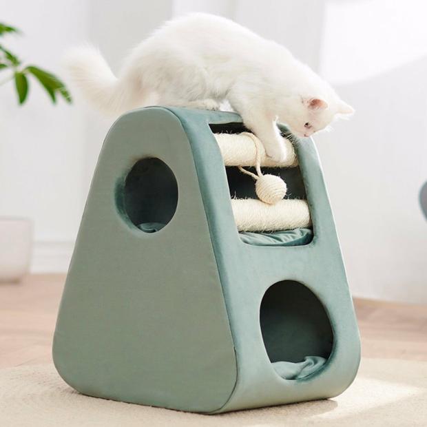 Petsbelle Solid Wood Cat Tree Green 35X62Cm Cats