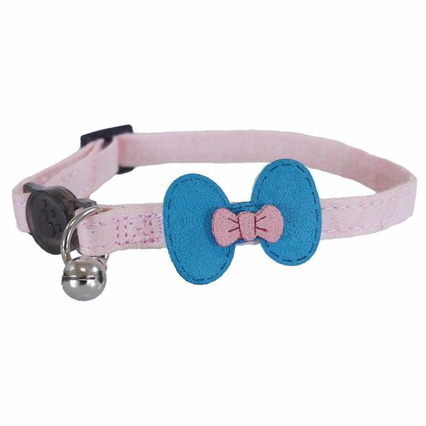 Pink & Teal Bow Cat Collar Cats