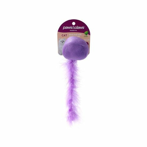 Plush Catnip Ball W/ Feather Tail 20X5Cm Assorted – 2X Cats