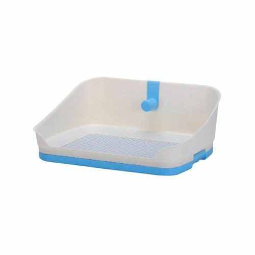 Portable Dog Potty Training Tray Pet Puppy Toilet Trays Loo Pad Mat With Wall – Blue – Medium Dogs