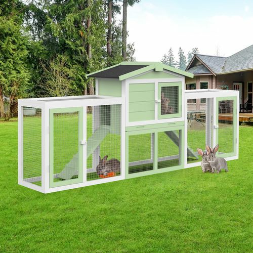 Rabbit Hutch Chicken Coop 203X45X86Cm – Green Pet Enclosures And Gates