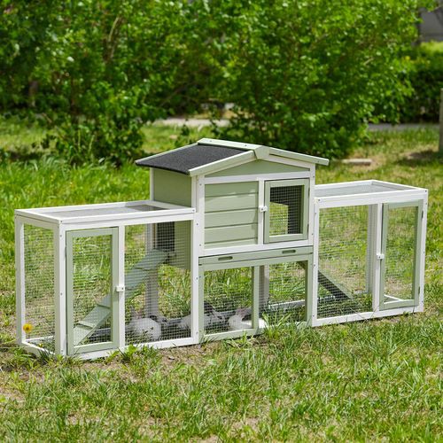 Rabbit Hutch Chicken Coop Wooden Large House 203Cm Pet Enclosures And Gates