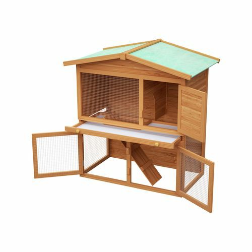 Rabbit Hutch Chicken Coop Wooden Large House 90Cm Pet Enclosures And Gates