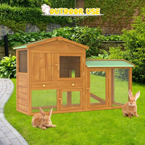 Rabbit Hutch Large Chicken Coop 137X43X85Cm – Brown Pet Enclosures And Gates