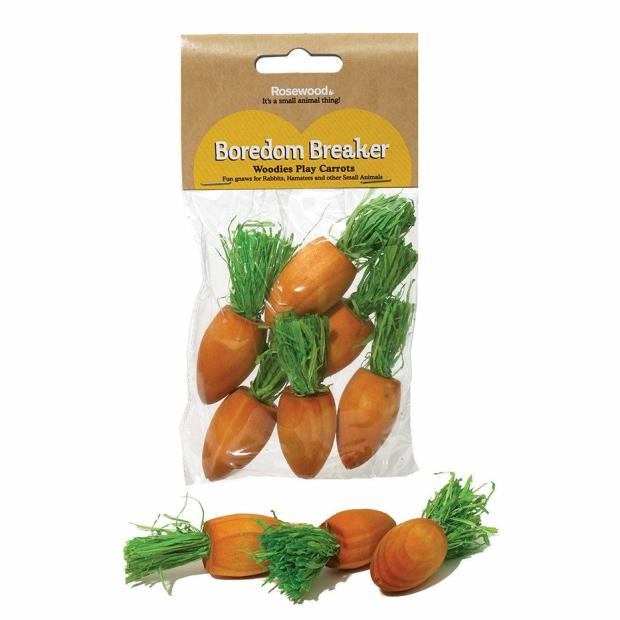 Rosewood 6 Pk Woodies Play Carrots Small Pets