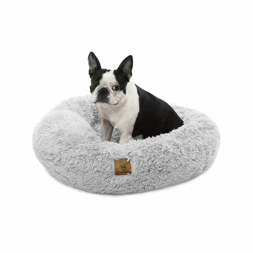 Shaggy Faux Fur Round Calming Dog Bed Arctic – White – Medium Beds